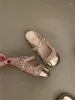 Pantoufles Comemore paillettes françaises argent demi femmes 2024 printemps été Mary Jane chaussures pour filles luxe femmes sandale dames