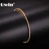سلسلة uwin 2mm جولة ميكرو تنس سوار متألقة Zirconia Zirconia الموضة الهيب هوب سوار الرجل المجوهرات Q240401
