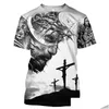 T-shirts pour hommes Christian Catholique Jésus 3D Imprimer T-shirt Été Pâques Jour O-Cou Manches Courtes Style Décontracté Hommes Vêtements Grande Goutte Del DH73N