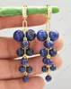 Z13207 25 Blue Round Lapis lazuli Grapes Dangle Earring CZ Custom jewelry 240401