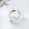 Klusterringar Stylish Women Wide Hollow Ring Clear Cubic Zircon Jewelry 925 Sterling Silver Wedding Engagement Gift