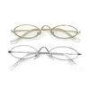 Occhiali da sole Y2K Piccoli occhiali ovali in metallo Donne Ragazze Occhiali da vista decorativi vintage Anti luce blu Occhiali da lettura presbiti in vetro trasparente