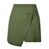 Style Versatile Summer Cotton and Hemp Womens Solid Color Slim Fit Fashion Elegant Commuting Aline Wrapped Hip Skirt 240401