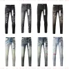 lila jeans designer jeans för mens lila varumärke jeans hål mager motorcykel trendig rippat lapptäckhål året runt slim ben