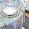 Nappe de Table ronde en forme de fleur de pâques, bleue, imperméable, décoration de mariage, maison, cuisine, salle à manger