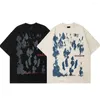Men's T Shirts Summer Men Short Sleeve Tshirts Hip Hop People Shadow Print Streetwear Harajuku Casual Cotton Loose Tops Tees