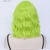 Sentetik peruklar msiwigs kısa bobo wavy cosplay peruk kadınlar için yeşil sentetik lolita peruk