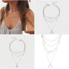 Pendant Necklaces Jewelry Fashion Five-Pointed Star Tassel Necklace Crescent Pendant Neck Chain Female Drop Delivery Otsfr