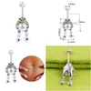 Navel Bell Button Rings Personalized Pearl Frog Toad Piercings Sier Barbell Rhinestone Navel Belly Button Rings Sexy Surgical Steel Otty7