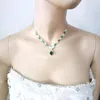 Ensemble collier et boucles d'oreilles en Zircon, fleurs vertes et bleues, bijoux pour fête de mariage, Banquet, dîner, à la mode, 2024