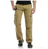 Men's Pants High Quality Cargo Men Casual Multi-Pockets Tooling Trousers Solid Cotton Workout Mens Ourdoors Camouflage Work Wear