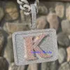 Ensemble de bijoux glacés haut de gamme, initiale K, étiquettes personnalisées, pendentif lettre Moissanite, 2.5 pouces