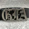 Belts Gothic Unique High Quality Mens PU Alloy Buckle Abstract Letter Waist Accessories Jeans Belt Q240401