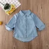 Citgeett printemps 2-7 ans enfant en bas âge enfants bébé fille vêtements d'hiver Denim hauts T-Shirt chaud manteau lettres automne chemise 240326