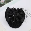 Hair Clips Headwear Flower Accessory Cloth Rhinestone Headdress Women Net Spring Clip Girl Bun Cover Snood Holder