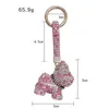 Keychains Lanyards Luxury Crystal French Bulldog Keychain Lanyard Rhinestone Leather Strap Dog Keychains Women Bag Charms Men Car Key Ring Jewelry J240330