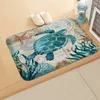 Tapis de bain Tapis de sol imprimé d'organisme marin rétro Porte numérique Pied Cuisine et salle de bain Absorbant Antidérapant