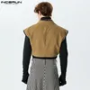 남자들 조끼 Incerun Tops 2024 American Style Croped Solid Patchwork 캐주얼 파티 쇼 느슨