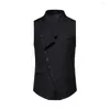 Men's Vests Button Decoration Waistcoat Men Solid Color Slim Fit Sleeveless Wedding With Sloping Lapel For Party