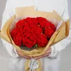 Dekorativa blommor 5/10 st rose virkning blomma bukett stickat bröllop rum dekor fest prydnad handgjorda valentinsdag gåva