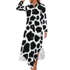 Casual Dresses Dalmatian Dog Chiffon Dress Animal Print Festival Aesthetic Woman Sexy Custom Clothes Big Size