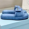 2024 New Luxury Leisure P Family Lafite Woven Slippers Latest Spring Summer Sawtooth Roman Woven Ultra Light Thick Bottom Beach Shoes Heel High 4cm Womens Slippers