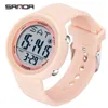 Montres-bracelets Sanda 2024 Mode Sport Femmes Montres Blanc 50M Montre numérique étanche pour fille Casual Montre-bracelet Relogio Feminino 6022