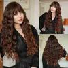 Perucas sintéticas NAMM Long Curly Hair peruca marrom gradiente de ouro para mulher Diário Cosplay Natural Wigs com Fibra Resistente ao Calor Y240401