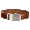 Belts Fashionable Mens Belt Authentic Leather High Quality Alloy Buckle Automatic Trouser Belt 35MM Wide Brown Ratchet Belt TZP-QS011 Q240401