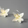 Lotus zabawa Niezwykłe, duże eleganckie kolczyki z kwiatami mody dla kobiet prawdziwe 925 srebrne oświadczenie luksusowe biżuterię 240401