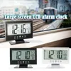 Bordklockor LCD -skärm Digital inomhusfuktighet Monitor Electronic Display Temperatur Voice Control Alarm Clock Calendar