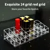 Storage Boxes 24 Lattices Acrylic Lipstick Organizer Lip Gloss Container Nail Polish Box Makeup Display Rack