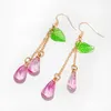 Boucles d'oreilles pendantes en cristal, graine de grenade, goutte d'eau, feuille, plante, fruits, Cottagecore, bijoux, cadeaux délicats pour femmes