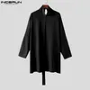 Trenchs de hommes Incerun 2024 Hommes Cape Couleur Solide Col Roulé À Manches Longues Casual Lâche Point Ouvert Streetwear Mode Mâle Ponchos