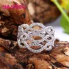 Cluster Rings Hollow Design for Women 925 Sterling Silver Engagement White Crystal Female Bands Ring Wedding Jewellery