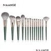 Make-up gereedschap Maange 14-delige penselenset Groen Groot los poeder Hoogglans oogschaduw Foundation Contour Synthetisch haar Cosmetisch 220519 Dhfp6