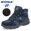 BOTAS Bona 2022 Novos designers Promountain Tornozelo Botas de caminhada para homens Sapatos esportivos ao ar livre Sapatos de trekking man Plexh Warm Botas de neve