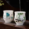 Ensembles de thé 2 pièces/ensemble tasses à thé en porcelaine blanche motif Panda Jade Kungfu tasse à thé maître tasse cuisine
