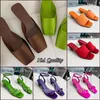 10A hochwertige bunte Damenmode-Sandalen aus Seide/Leder, Hausschuhe, Damen-Einzelschuhe