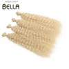 Syntetiska peruker Bella Deep Wave Hair Bundles 4st/Pack 26 tum 613 Blond ombre brun röd mjuk syntetiska hårbuntar väver hår s y240401