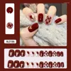 Faux ongles Nailover Échiquier Plaid Vin Rouge Amour Manucure Court Nail Patch Press-on