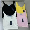 Women sleeveless tank top woman tringle design letter print vest designer top tees hollow out kintted t-shirt sexy womens singlet 4colors