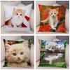 Pillow Case Cute Pet Animal Print case Funny Cat Decoration Car Sofa Home Cushion Cover Y240407
