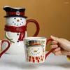 Teaware Sets Ceramic Drinking Utensils Creative Snowman Cooling Kettle Christmas Decoration Mug Water Cup Coffee Home Drinkware