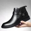 Stiefel hochwertige echte Leder -Herrenstiefel Comfy dicker Sohle Chelsea Stiefel Schwarzer Business -Kleid Krokodilmuster Freizeitstiefel