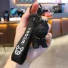 Keychains Lanyards Söt tecknad hund nyckelringar kvinnor män mode franska punk bulldog nyckel kedja läder lanyard väska charm hänge bil nyckelring smycken j240330