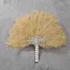 Decorative Figurines Party Supplies Decorated Wedding Feather Fan Show Props Colorful Handheld CCD06