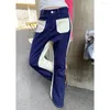 Jeans femininos Jeansunique Color Blocking Pocket Straight On The Street 2024 Vendendo Contraste Micro Pull Pants