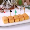 Forks Merry Christmas Animal Fruit Fork Plastic Mini Cartoon Kids Snack Cake Dessert Pick Toothpick Bento Lunch Party Decoration