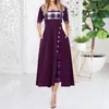 Sukienki swobodne letnie moda kobiety luźne patchwork boho elegancka sukienka duża impreza o nokół w kratę pół rękaw